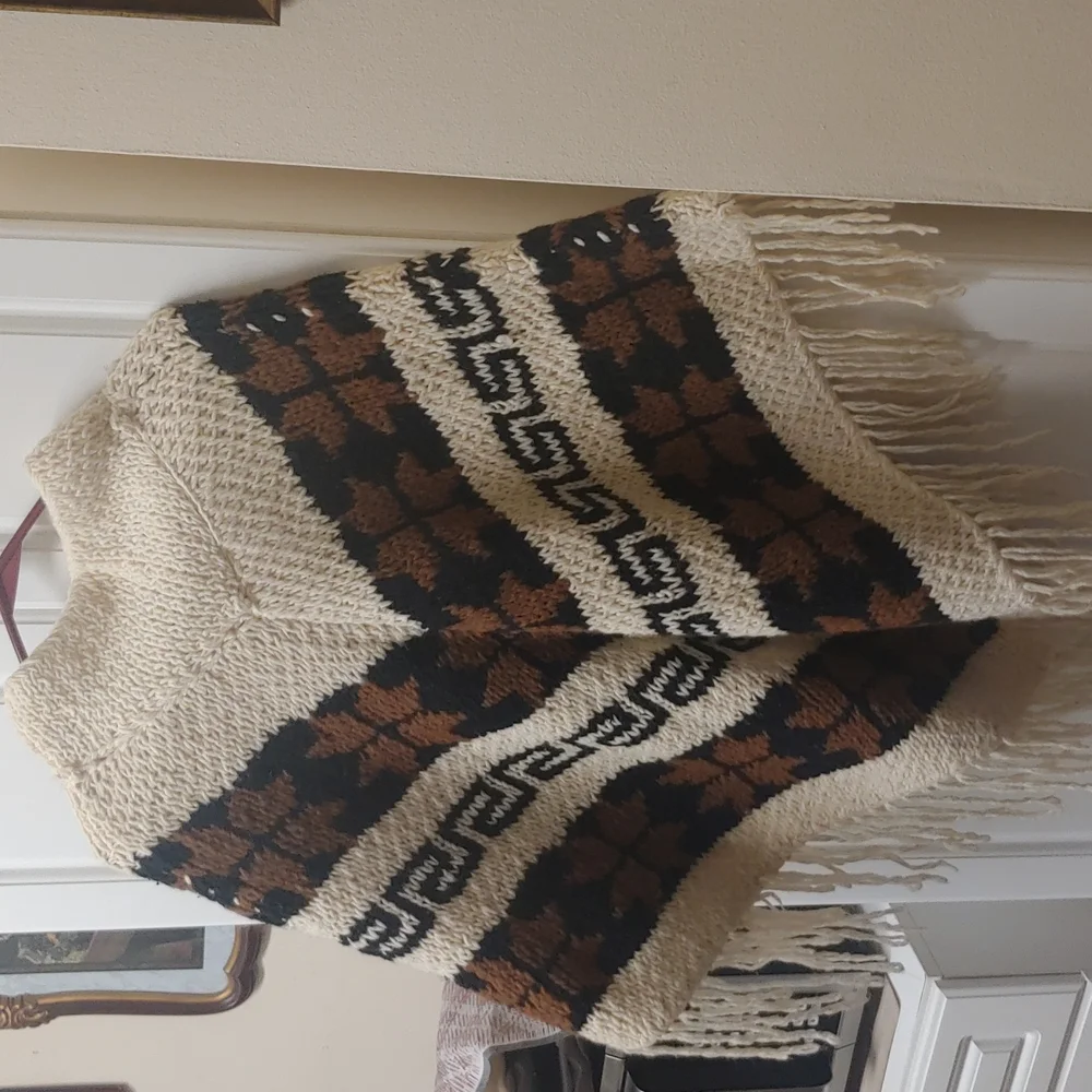 100% Wool overhead shawl Rebozo cape Mexico... Boho One Sz. Fits most - Picture 8 of 14